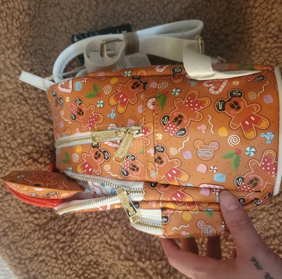 NWT Disney Mickey Minnie Christmas Gingerbread Loungefly Backpack with EARS